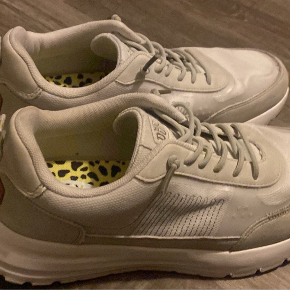 Hey Dude Beige Sneakers with Leopard Print Insole